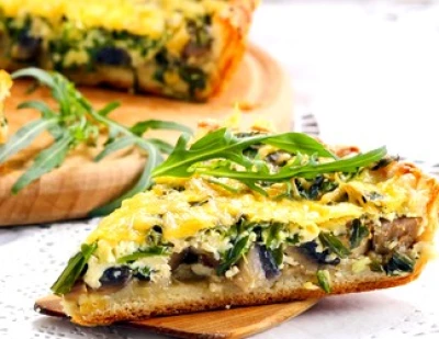 Quiche aux champignons bruns