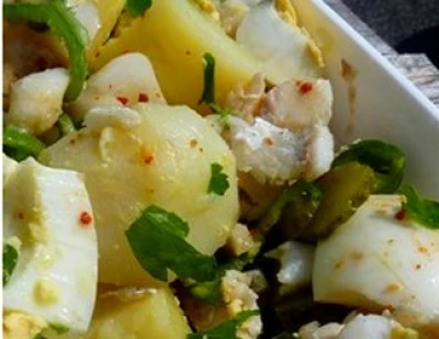 recette Salade de pomme de terre, oeuf et merlan