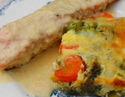 recette Pavé de saumon au beurre blanc et flan de légumes