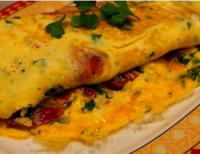 recette Omelette au jambon de Bayonne persillade