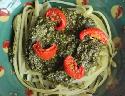 recette Spaghetti au pesto 100% blettes