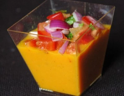 recette Verrine de potimaron et salsa de légumes croquants