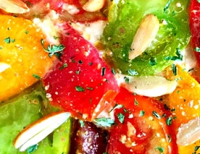 Salade de tomates colorées au chèvre frais