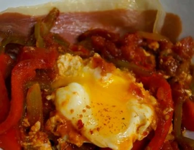 recette Recette express : jambon de Pays, oeufs, piperade