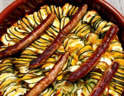 recette Tian de courgettes vertes et jaunes au chèvre / chipo