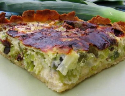 Quiche au poireau nouveau et au bleu d'Auvergne