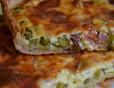 Quiche aux petits pois et jambon blanc