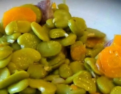 recette Fricassée de fèves et carottes nouvelles au jambon