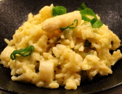 Risotto aux asperges blanches et oignon frais