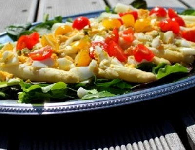 recette Jolie salade colorée aux asperges blanches