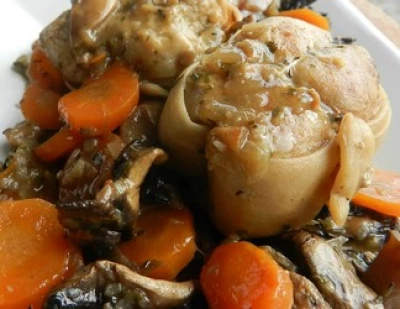 Paupiettes de veau aux champignons et carottes