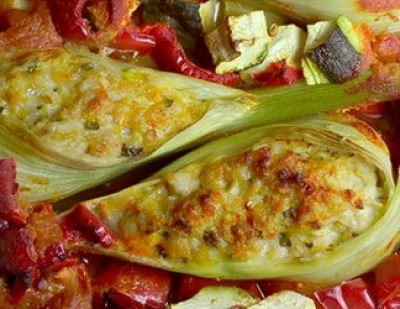 recette Fenouil farci au poulet et légumes au four