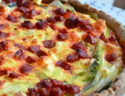 Quiche poireau chèvre chorizo