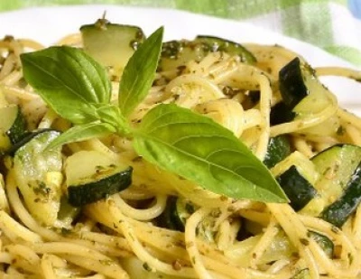 recette Spaghetti aux courgettes et pesto bio maison