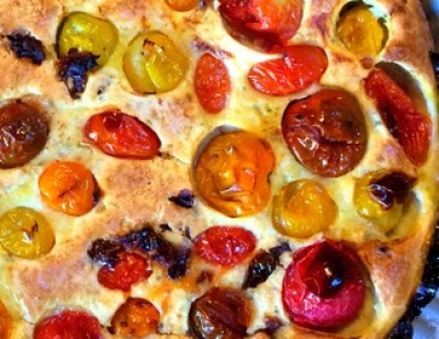 Clafouti aux chèvre et tomates cerises 