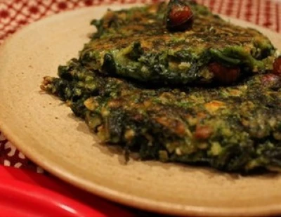 Velouté de potimaron, galettes épinard-céréales-noisettes