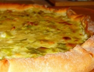 Quiche aux poireaux bio et pesto