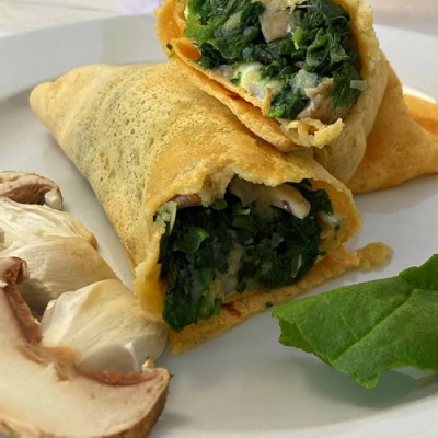 recette Wrap de lentille corail aux épinards, champignons et fromage de chèvre