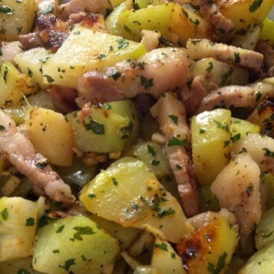 recette Poêlée de chou rave à la persillade et lardons de jambon de Bayonne