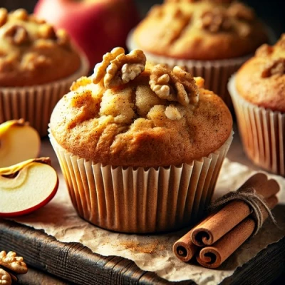 Muffins pommes-cannelle et éclats de noix