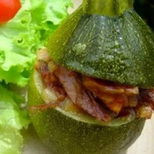 Courgettes rondes farcies au confit de Canard