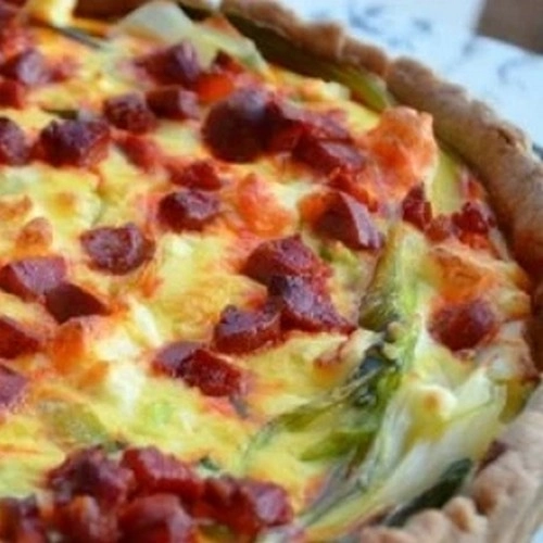 Quiche poireau chèvre chorizo