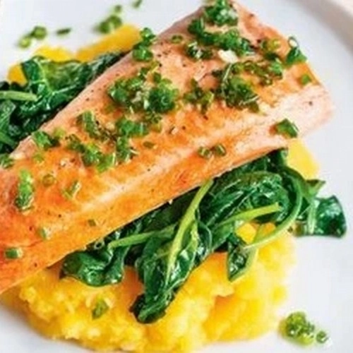 Truite à la ciboulette et purée de butternut