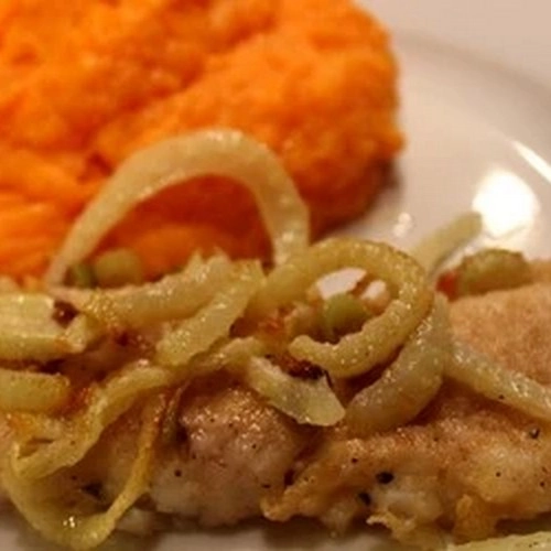 Lieu noir au fenouil grillé, purée de patate douce
