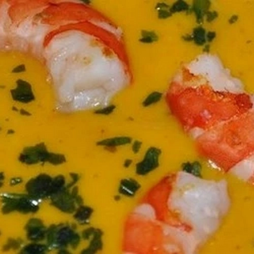 Velouté de butternut aux crevettes