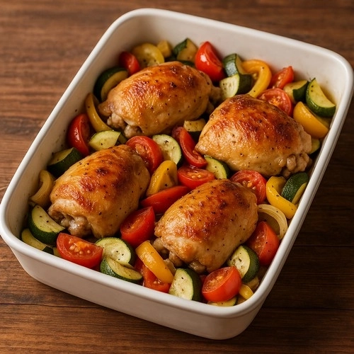 Hauts de cuisse de poulet aux légumes d'été