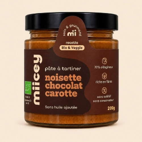 Pâte à tartiner bio noisette chocolat & carotte – Artisanale 47