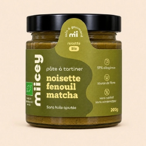Pâte à tartiner bio noisette, fenouil & matcha – Artisanale 47