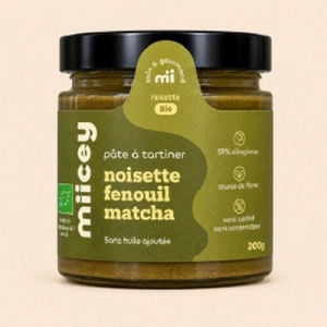 Pâte à tartiner bio noisette, fenouil & matcha – Artisanale 47